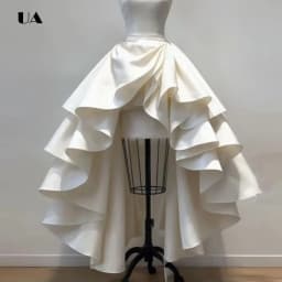 Women's Fashion Hi-lo Skirt, Elegant Satin Ruffled Skirt, High Waist A-Line Party Prom Skirt