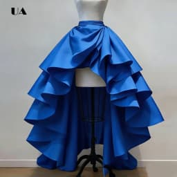 Women's Fashion Hi-lo Skirt, Elegant Satin Ruffled Skirt, High Waist A-Line Party Prom Skirt