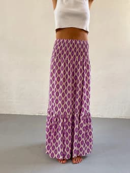 Women's Casual Boho Skirts New Spring Summer Fashion Vintage Loose Elastic Waist Floral Print Ethenic Style Beach Maxi Skirt
