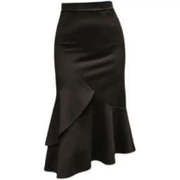 2024 Summer New High Waist Fish Tail Skirt Elastic Slimming Half Body Skirt Fashionable Polyester  Color Commute Style