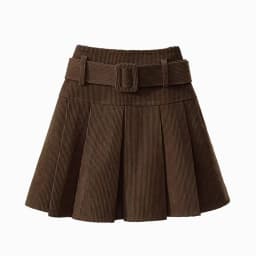 High Waist Corduroy Pleated Skirt Korean Style Short A-Line Woolen Skirt Women's Belted Half Body Skirt Casual Wear