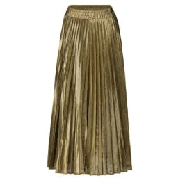 LANMREM 2025 new Spring fashion women clothes high waist A-line pleated sliver vintage elastic long halfbody skirt WH28501XL