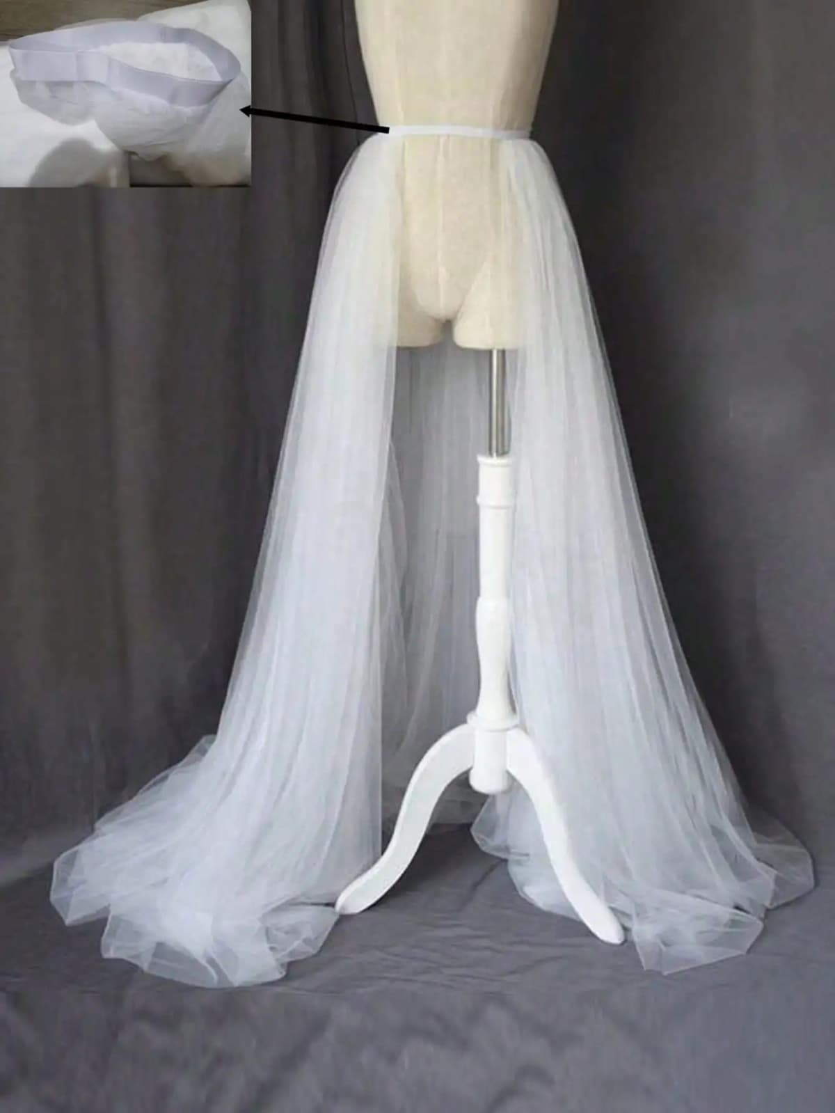 1pc Strapless White Elastic Slim Waist Party Dress, Detachable Train Skirt For Bridal