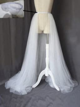 1pc Strapless White Elastic Slim Waist Party Dress, Detachable Train Skirt For Bridal
