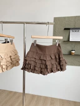 Korean Style High Waist Short Skirt with Lace Design Anti-Light Slimming Versatile Women's Cake Skirt Polyester Fiber