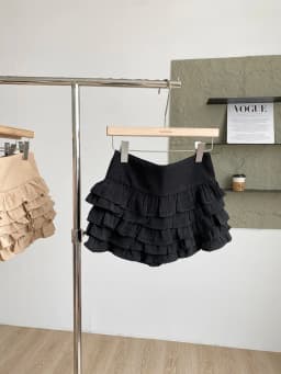 Korean Style High Waist Short Skirt with Lace Design Anti-Light Slimming Versatile Women's Cake Skirt Polyester Fiber