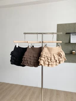 Korean Style High Waist Short Skirt with Lace Design Anti-Light Slimming Versatile Women's Cake Skirt Polyester Fiber