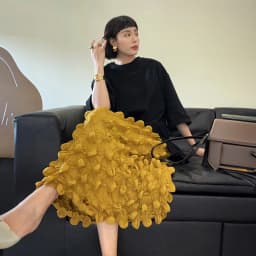 Miyake Pleated Bubble Skirt for Women 2024 Autumn New Korean Fashion Designer Loose Streetwear Midrange Half Skirt