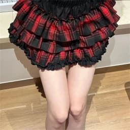Women High Street Vintage Lace Cake Skirts Subculture Gothic Y2k High-waist Red Plaid Print Skirt Female Punk Hot Girl Outfits