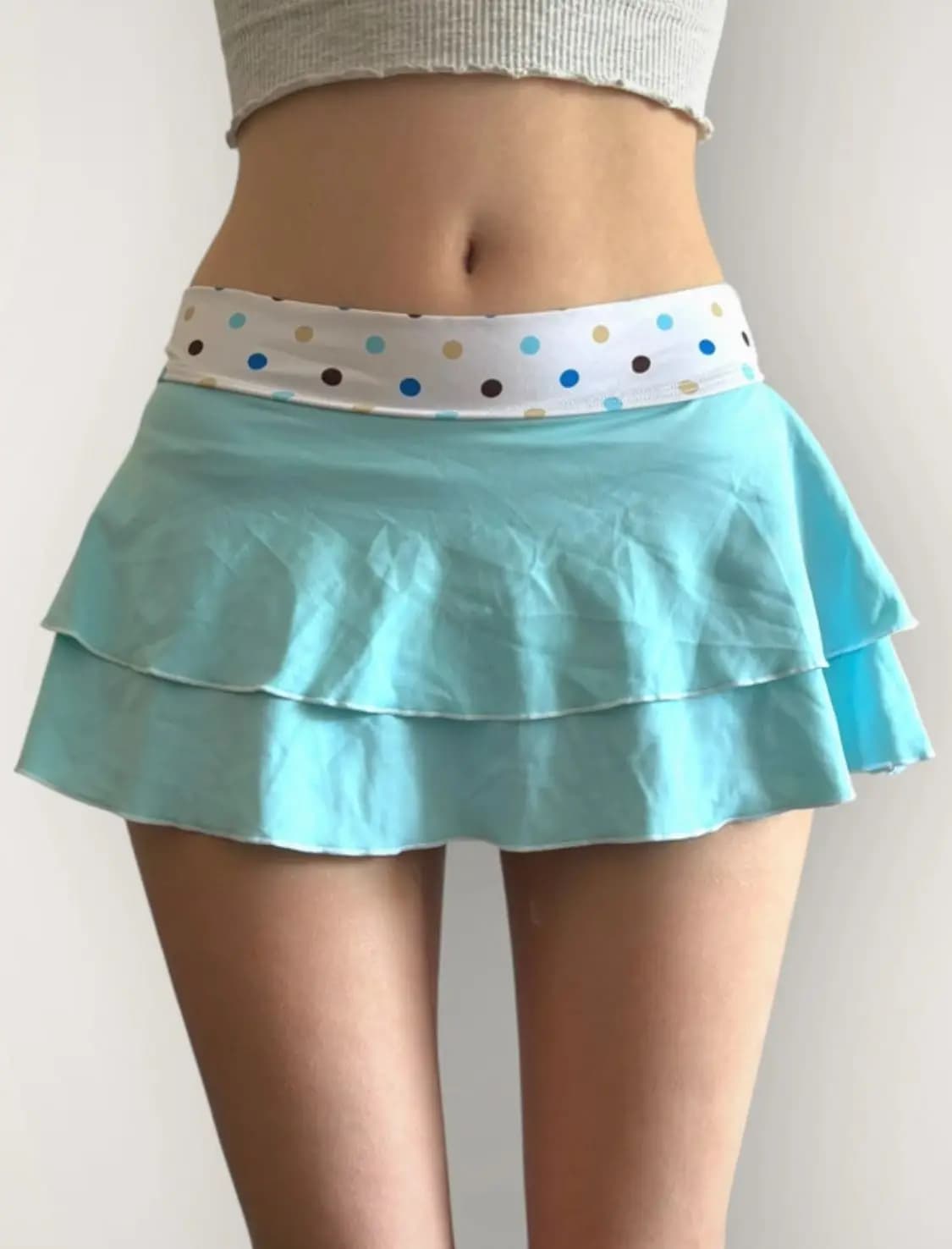 Women's skirts 2000s Retro Fairy Cute Multi-layers Skirt Vintage Polka Dot Ruffles Mini Skirt E-girl Kawaii Y2k streetwear skirt