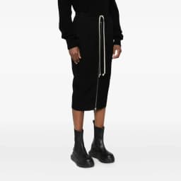 High Street RO Skirt Women's Zipper Double Opening High Waist Drawstring High Elasticity Slimming Effect Fashionable Slim Skirts