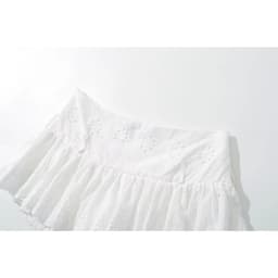 YENKYE Cool Girl Hollow Out Embroidery White Mini Skirt For Women Sexy Low Waist Summer Skirts With Shorts Lining
