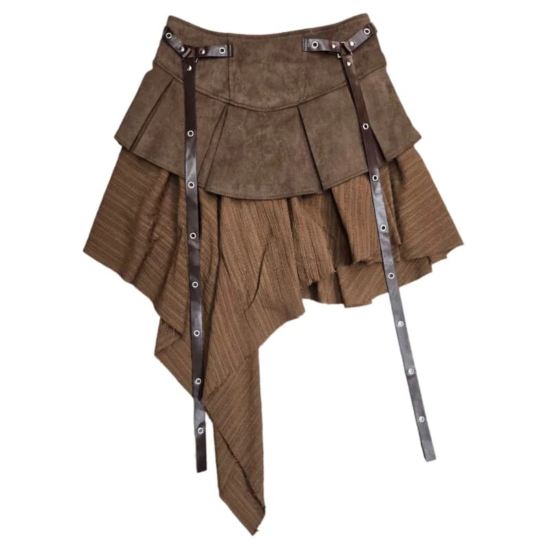Short Skirts Women Pleated Skirt A Line Elastic Waist Irregular Vintage Elegant Splice Y2k Streetwear Work Sexy 2026 Spring