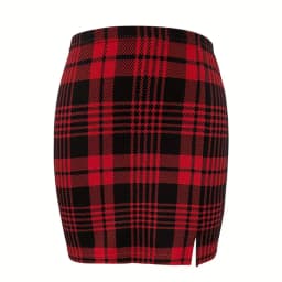 Plaid Skirt Sexy Micro Skirt Offiece Lady Red Green Elegant Pencil Mini Skirts Streetwear High Waist Lady Short Skirt for Women