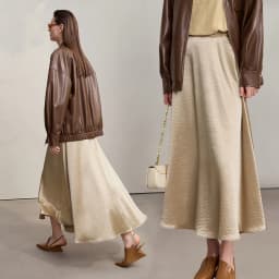 AMII Women's Skirt Loose Long A-skirt Satin Skirts For Women 2025 Autumn New Minimalist Solid Color Clothing Ladies 12513015