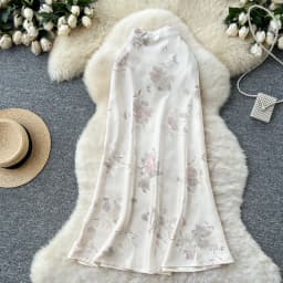 Sexy satin Chic print glitterHigh Waist Hip Wrap summer split sweet Full Skirt women clothing