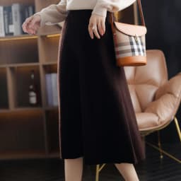 2025 Autumn New High-Waist 100%Pure Wool Pleated Long Skirt Women's Knit Base Skirt Fashion Pack Hip A-Line Cashmere Large Skirt