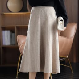 2025 Autumn New High-Waist 100%Pure Wool Pleated Long Skirt Women's Knit Base Skirt Fashion Pack Hip A-Line Cashmere Large Skirt