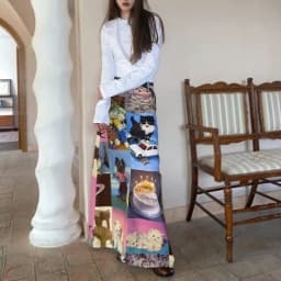 Retro Printed Women's Long Skirt Summer New Streetwear High Waist Casual A Line Skirt Femme Y2k 2000s Cute Party Club Skirt T936