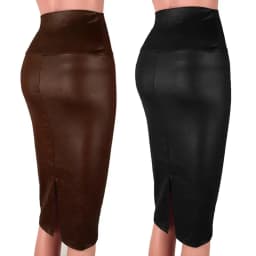 Leather Skirt Back Split Women Sexy Bodycon Pencil Skirt Sexy Office Lady Pencil Package Skirts High Waist Summer Long Skirt