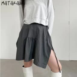 Matakawa Y2k Irregular Skirts for Women Solid Spring Autumn Vintage Ins Fashion Faldas Mujer High Waist A-line Sexy Mini Skirt