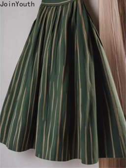 High Waist Skirt for Women's 2025 Faldas Mujer De Moda Vintage Korean Jupe Loose A-line Saia Fashion Striped Slim Fit Skirts
