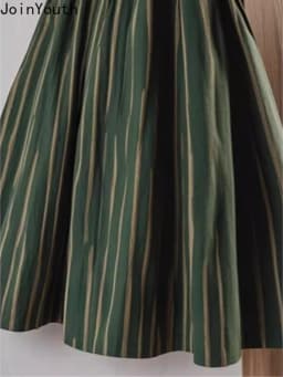 High Waist Skirt for Women's 2025 Faldas Mujer De Moda Vintage Korean Jupe Loose A-line Saia Fashion Striped Slim Fit Skirts