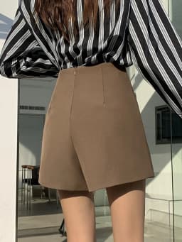 High Waist A-Line  Skirt Women's Suit Asymmetrical Design Slimming Short Skirt Pants Korean Style Commute Pure Color
