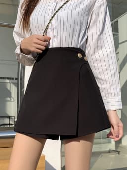High Waist A-Line  Skirt Women's Suit Asymmetrical Design Slimming Short Skirt Pants Korean Style Commute Pure Color