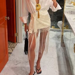 Trendix Women Tassle Skirt Summer High Waist Bandage Hollow Out Mini Skirts 2026 Beach Party Fashion Fringe Crochet Mesh Skirt