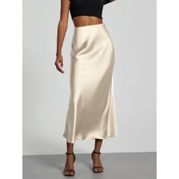 Women's Fashion Satin Long Skirt High Waist Solid Color Casual Basic Fishtail Skirt Chic Summer Party Clothing 2026