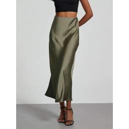 Women's Fashion Satin Long Skirt High Waist Solid Color Casual Basic Fishtail Skirt Chic Summer Party Clothing 2026
