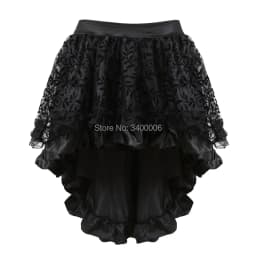 Skirt For Women Victorian Burlesque Costumes Gothic Steampunk Clothing Ruffled Chiffon Black Multilayer Lace Matching Corset