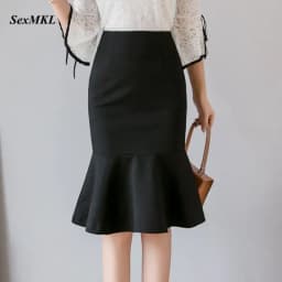 Oversized Fashion Women Skirt 2026 Sexy High Waist Skirts Ruffle Bodycon Korean Style Office Lady Midi Pencil Skirt Jupe Femme