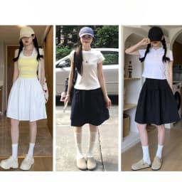 N2026 Women Summer Thin New Small A-Line Half-length Sports Skirt Tibetan Short Skirt High Waist Polyester Fiber A-Line Skirt