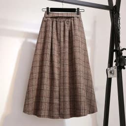 Khaki Plaid Vintage A-line High Waist Lace Up Buttons Loose Women's Skirt Mid-Calf Long Skirts For Women Clothing Fashion 2024