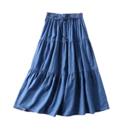 Women High Waist long Skirt 2025 Autumer brand Denim ruffled skirts casual vinatge Summer cotton skirts vestidos vintage clothes