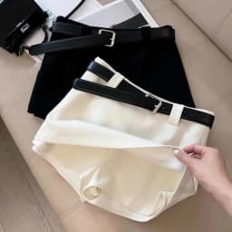 Black White Office Suit Skirts Women Sexy Shorts Mini Skirt Streetwear Ladies Korean Fashion All Match with Belt A Line Skirts
