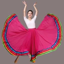 Streetwear Elegant Dance Performance Skirt Women Chiffon Skirts Rainbow-edge Elastic-Waist 720-Degrees Square Danc Maxi Skirts