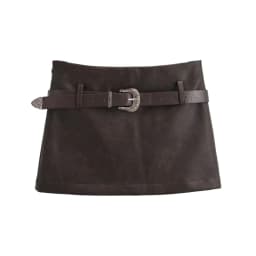 KEYANKETIAN New Launch Women's Faux Leather Skort Fashion Sexy Grunge With Belt Side Zipper Solid Sheath Mini Skirt Female