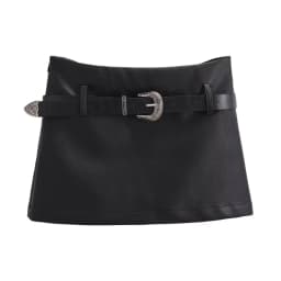 KEYANKETIAN New Launch Women's Faux Leather Skort Fashion Sexy Grunge With Belt Side Zipper Solid Sheath Mini Skirt Female