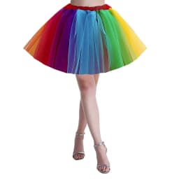 Womens Rainbow Tutu Skirt Elastic Waist Layered Tulle Skirts Rave Party Carnival Mesh Skirt Ballet Dancewear Tutus Skirts Faldas