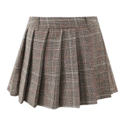 Women Side Zipper Waist Plaid Tweed Mini Pleated Skirt The Spice Girls Ruched Hem A-line Short Skirts with Shorts Lining