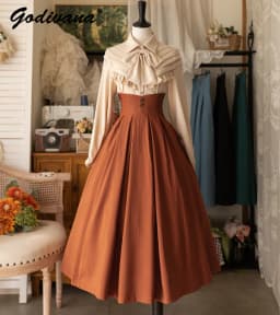 Original Design Elegant Classical Spring and Autumn All-Match High Waisted Ankle-length Skirt Women's Fashion Long Skirts