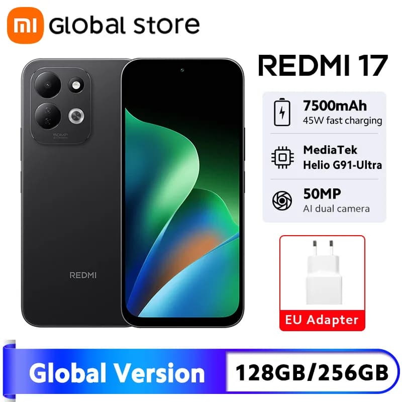 Global Version Xiaomi Redmi 17 Smartphone 120Hz 6.9" Display 50MP Camera MTK Helio G91-Ultra CPU 7500mAh 45W Turbo Charging