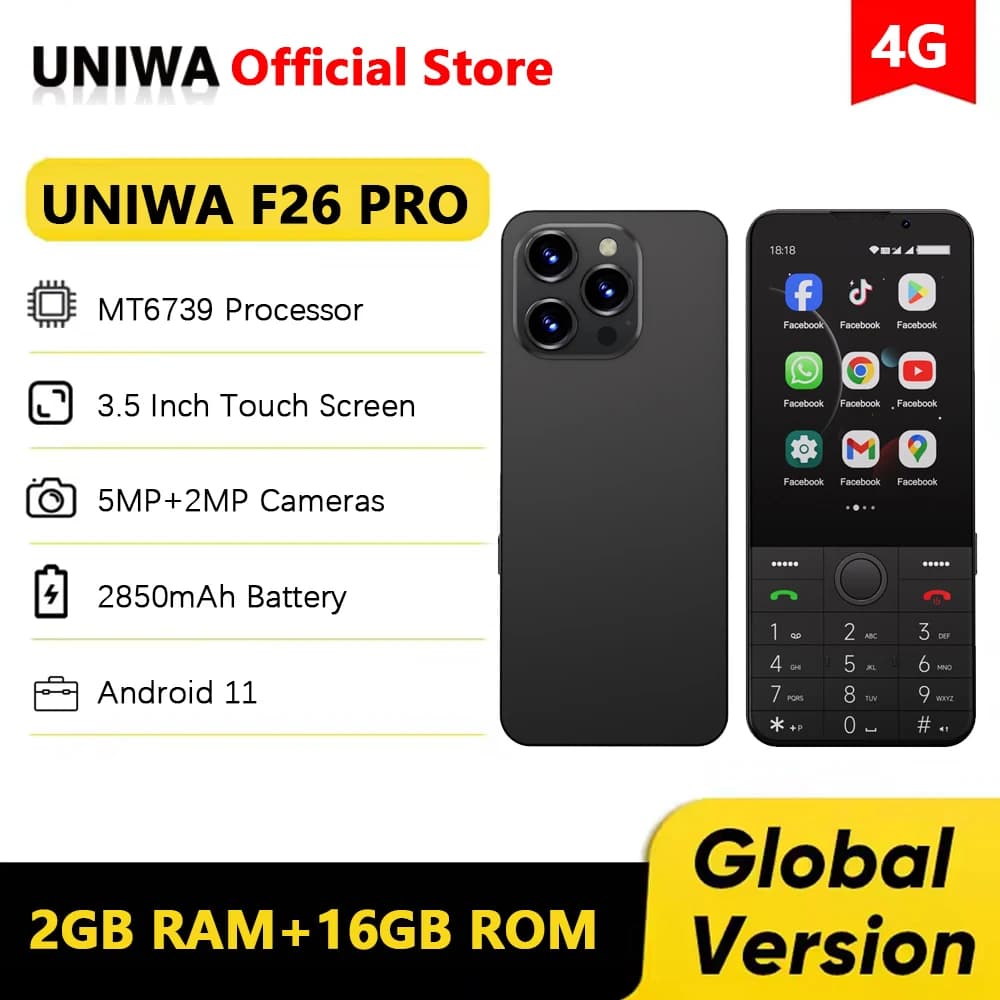 UNIWA F26 PRO 4G Touch Screen Keypad Phone Android 11 Dual SIM Card 3.5Inch 2GB+16GB 2850mAh Cellphone Whatsapp Russian keyboard