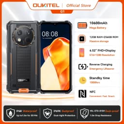 OUKITEL G1 Rugged Phone - 10600mAh, 24(6+18)GB+256GB, 6.52" Display, IP68 Waterproof, NFC Smartphone, Android 14,48MP Camera