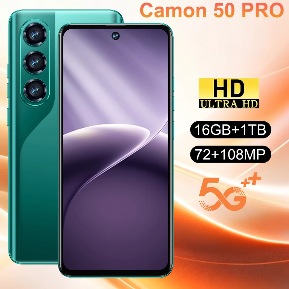 New Global Version High Quality Camon 50 Pro Standby 7.3" HD 16GB 1TB Intelligent 108M Original 7800mAh Battery Dual Card