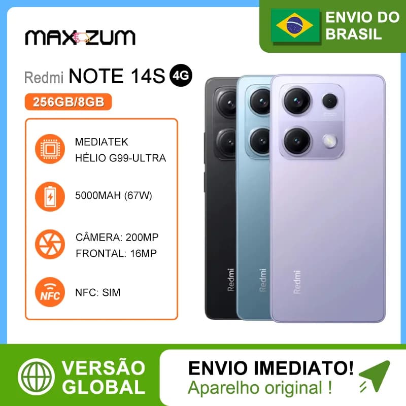 Xiaomi Redmi Note 14S 4g 256Gb Storage 8Gb Ram 200Mp Camera Mediatek Helio G99-Ultra Global Version