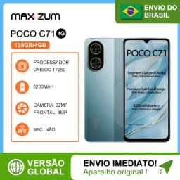 Poco C71 4G 128GB+4GB RAM, Processador UNISOC T7250, Câmera 32 MP, Versão Global , Bateria 5200mAh 